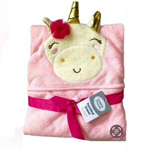 NWT Baby hooded towel Pink Unicorn Luvable Friends 33”x33” super soft cotton